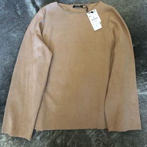 NWT Zara Trafaluc Nude Sweatshirt - Medium
